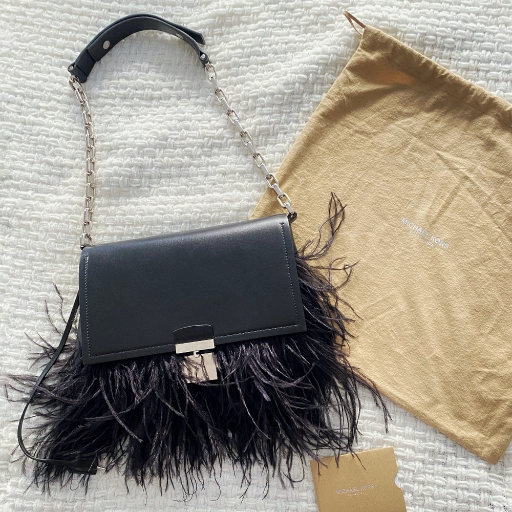 NWT Michael Kors Collection French Leather Feather Flap Shoulder Bag